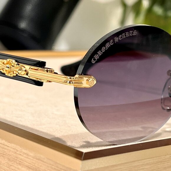Chrome Hearts Round Sunglasses with Gold Detailing and Case - Picture 5 of 5